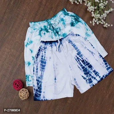 Elegant Multicoloured Cotton Tie And Dye Regular Shorts For Women Pack Of 2