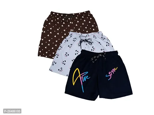 Elite Multicoloured Cotton Printed Shorts For Women Pack Of 3