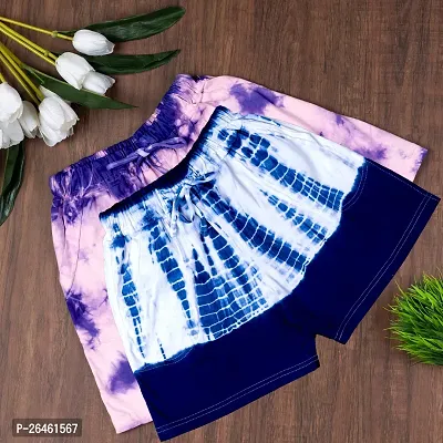 Stylish Tie And Dye Pattern Shorts Combo Of 2 For Women And Girls-thumb0