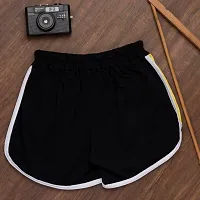 Elite Black Cotton Sports Shorts For Women-thumb2