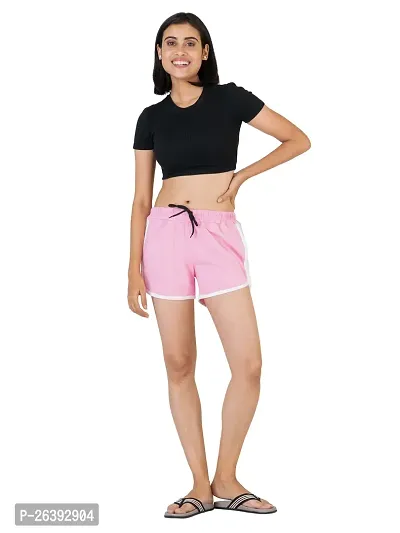 Elite Pink Cotton  Sports Shorts For Women-thumb0