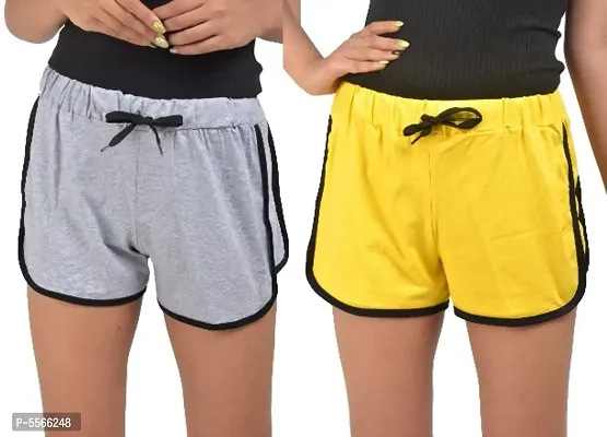 Stylish Solid Cotton Shorts Combo for Women