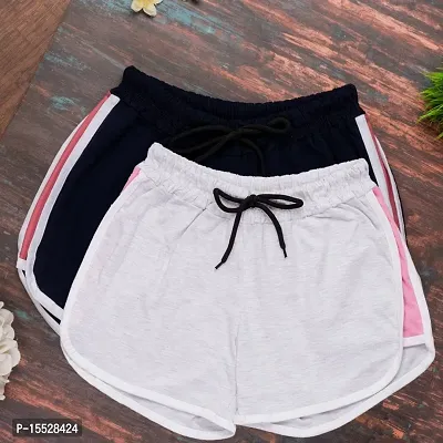 Powermerc multipurpose fashionable cotton shorts combo of 2 for Women and Girls.-thumb0
