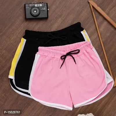 Powermerc multipurpose fashionable cotton shorts combo of 2 for Women and Girls.-thumb0