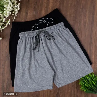 Powermerc Stylish Poly Cotton Sports Shorts Combo of 2 for Women.-thumb0