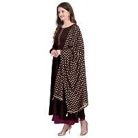 Flared long crepe kurti set with Georgette printed dupatta in BURGUNDY color-thumb1