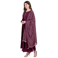 Flared long crepe kurti set with Georgette printed dupatta in WINE color-thumb1