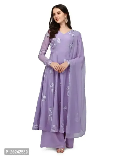 Crepe Flared Kurti,  Dupatta  Palazo-thumb0