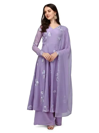 Crepe Flared Kurta Dupatta &amp; Bottom