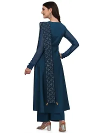 Classic Blue Crepe Kurta Pant With Dupatta Set For Women-thumb2