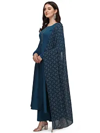 Classic Blue Crepe Kurta Pant With Dupatta Set For Women-thumb3