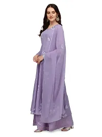 Crepe Lavendar Flared Kurti, Dupatta and Palazzo-thumb2