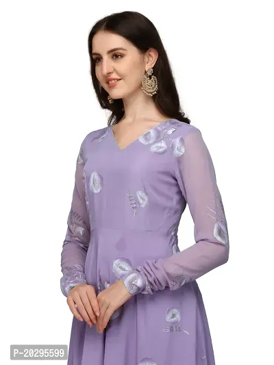 Crepe Lavendar Flared Kurti, Dupatta and Palazzo-thumb4