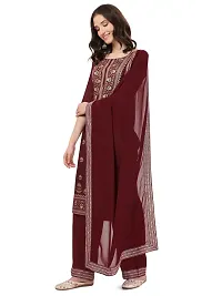 Crepe Wine Flared Kurti, Dupatta and Palazzo-thumb4