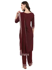 Crepe Wine Flared Kurti, Dupatta and Palazzo-thumb1