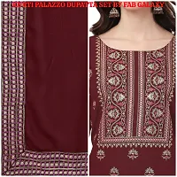 Crepe Wine Flared Kurti, Dupatta and Palazzo-thumb2