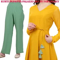 Flared long kurta set with Palazzo and Dupatta set for women in YELLOW color 3 piece set.-thumb2