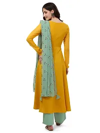 Flared long kurta set with Palazzo and Dupatta set for women in YELLOW color 3 piece set.-thumb3