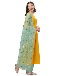 Flared long kurta set with Palazzo and Dupatta set for women in YELLOW color 3 piece set.-thumb4