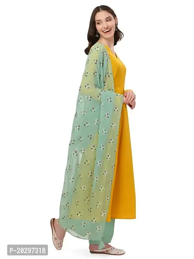 Flared long kurta set with Palazzo and Dupatta set for women in YELLOW color 3 piece set.-thumb5