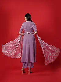 Crepe Mauve Flared Kurti, Dupatta and Palazzo-thumb2