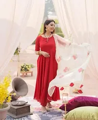 Flared long kurta set with Palazzo and Dupatta set for women in RUSH PINK color 3 piece set.-thumb2