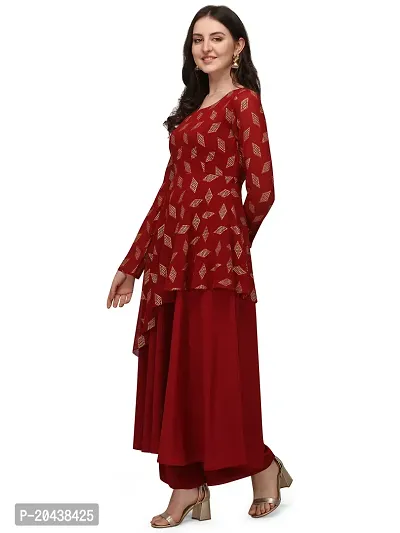 Stylish Printed  Crepe  Maroon Anarkali Ethnic Gown-thumb3