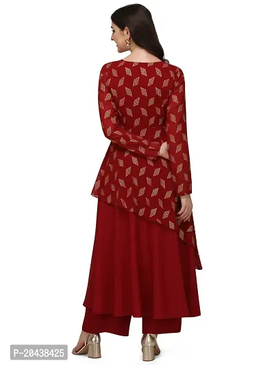 Stylish Printed  Crepe  Maroon Anarkali Ethnic Gown-thumb4