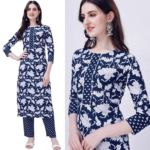 Best Quality !! Printed Cotton Kurtis With Bottom Sets