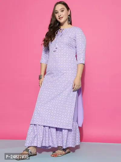 Women Cotton Blend Kurta Plazzo Set-thumb2