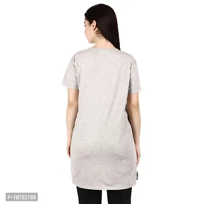 CRAFTLY Regular Loose Fit Cotton Round Neck Printed Half Sleeve T-Shirt, Night Sleep, Yoga, Lounge and Daily Use Gym Wear Long Tops and Tees for Women Ladies and Girls (Light Grey, Free Size)-thumb5