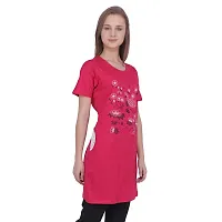 CRAFTLY Women and Ladies Long Polo T-Shirt Round Neck Dress (PINK1, Free Size)-thumb2