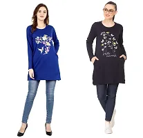 CRAFTLY Regular Loose Fit Cotton Round Neck Printed Full Sleeve T-Shirt, Night Sleep, Yoga, Lounge and Daily Use Gym Wear Long Tops and Tees for Women Ladies and Girls Combo (Pack of 2)-thumb2