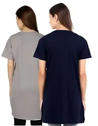 CRAFTLY Regular Loose Fit Cotton Round Neck Printed Half Sleeve T-Shirt, Night Sleep, Yoga, Lounge and Daily Use Gym Wear Long Tops and Tees for Women Ladies and Girls Combo (Pack of 2)-thumb3