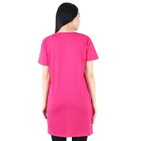 CRAFTLY Regular Loose Fit Cotton Round Neck Printed Half Sleeve T-Shirt, Night Sleep, Yoga, Lounge and Daily Use Gym Wear Long Tops and Tees for Women Ladies and Girls (Polo Pink, Free Size)-thumb3