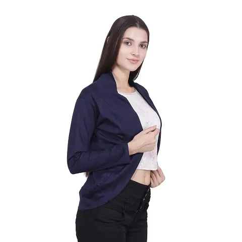 Craftly Women and Girls Jacket Style Shrug Navy?