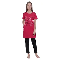 CRAFTLY Women and Ladies Long Polo T-Shirt Round Neck Dress (PINK1, Free Size)-thumb3