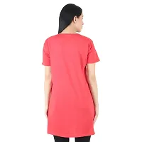 Women and Ladies Long Polo T-Shirt Round Neck Dress (Orange, Free Size)-thumb4