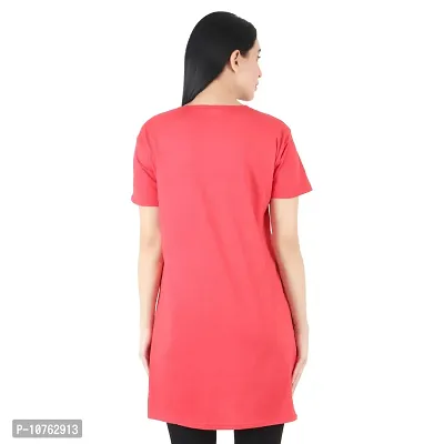 Women and Ladies Long Polo T-Shirt Round Neck Dress (Orange, Free Size)-thumb5