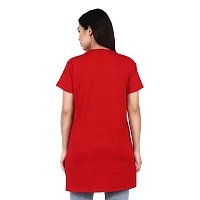 CRAFTLY Regular Loose Fit Cotton Round Neck Printed Half Sleeve T-Shirt, Night Sleep, Yoga, Lounge and Daily Use Gym Wear Long Tops and Tees for Women Ladies and Girls (RED, Free Size)-thumb4