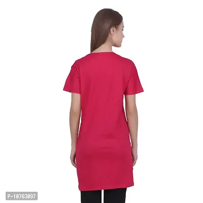 CRAFTLY Women and Ladies Long Polo T-Shirt Round Neck Dress (PINK1, Free Size)-thumb5