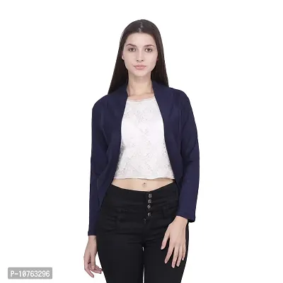 Craftly Women and Girls Jacket Style Shrug Navy?-thumb3