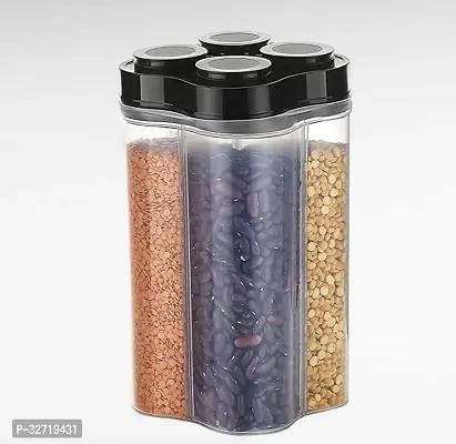 Plastic Dry Food Storage Box | 4 Section Container Jar For Grocery Items | Multipurpose 2400 ml Container Box For Kitchen - ( Pack of 1 )-thumb2