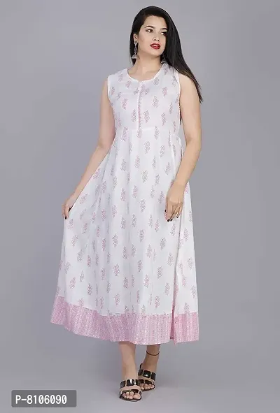 SBF Beautiful Rayon Printed Anarkali Kurti and Jacket (XXL, Pink)-thumb5