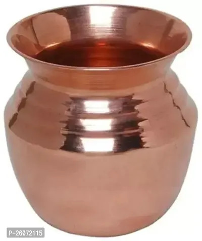 Traditional Pure Copper Pooja Kalash Lota For Puja (8.5X8.5X9)Cms Medium Size Copper Kalash (Height: 3.5 Inch, Brown)-thumb0