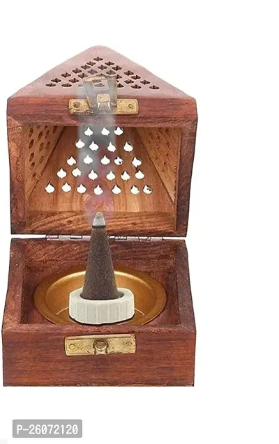 Wooden Pyramid Incense Box Fragrance Stand Holder-thumb0