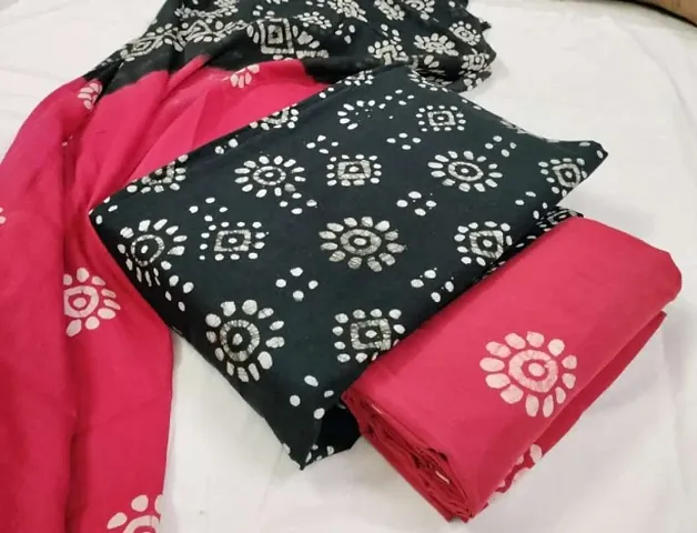 Fancy Cotton Unstitched Dress Material with Dupatta