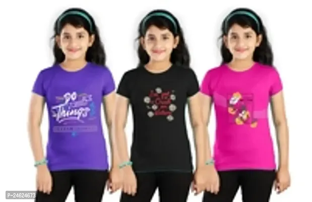 Fancy Cotton Blend Tees For Baby Girls Pack Of 3