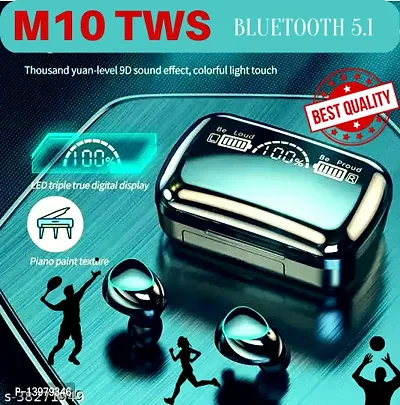 M10 Wireless Earbuds Bluetooth 5.1 TWS True Stereo Sports Headphones Waterproof/Sweatproof Headsets Microphone Airdots Premium Deep Bass 2200mAh Power Bank Charging Box in Ear Earphones-thumb0