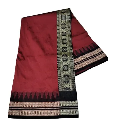 JR Handloom Karishma Fabric Bright(Resham) Thread Sambhalpuri PasaPalli Plain Saree! with beautiful Pallu work Sarees